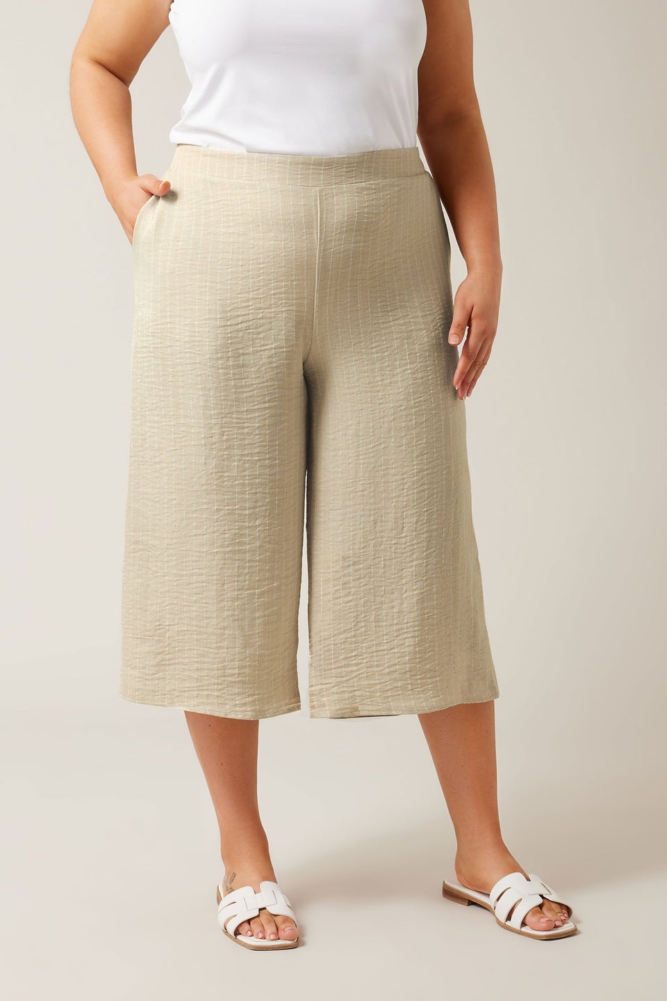 Evans Curve Natural Brown Wide Leg Culottes