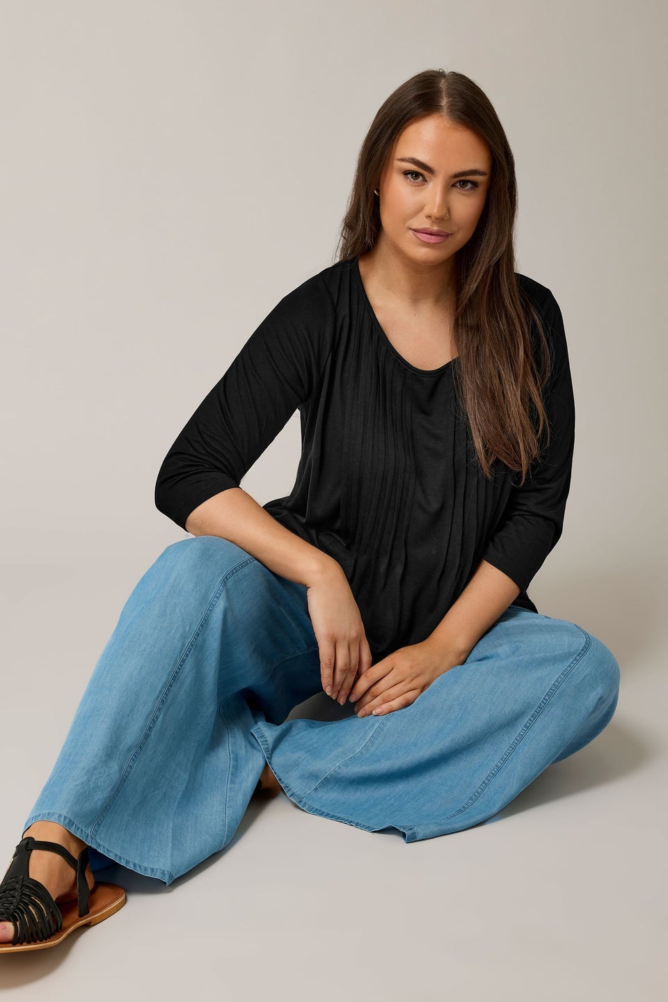 Evans Curve Black Pintuck Modal Rich Top