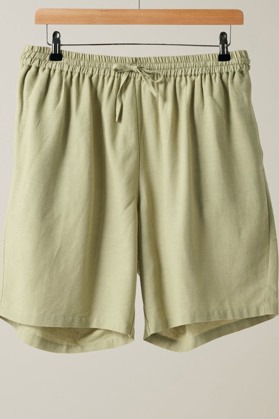 Evans Curve Khaki Green Linen Pocket Shorts