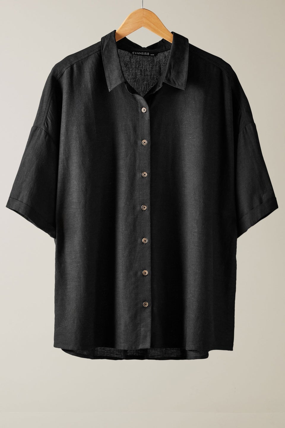 Evans Curve Black Linen Shirt