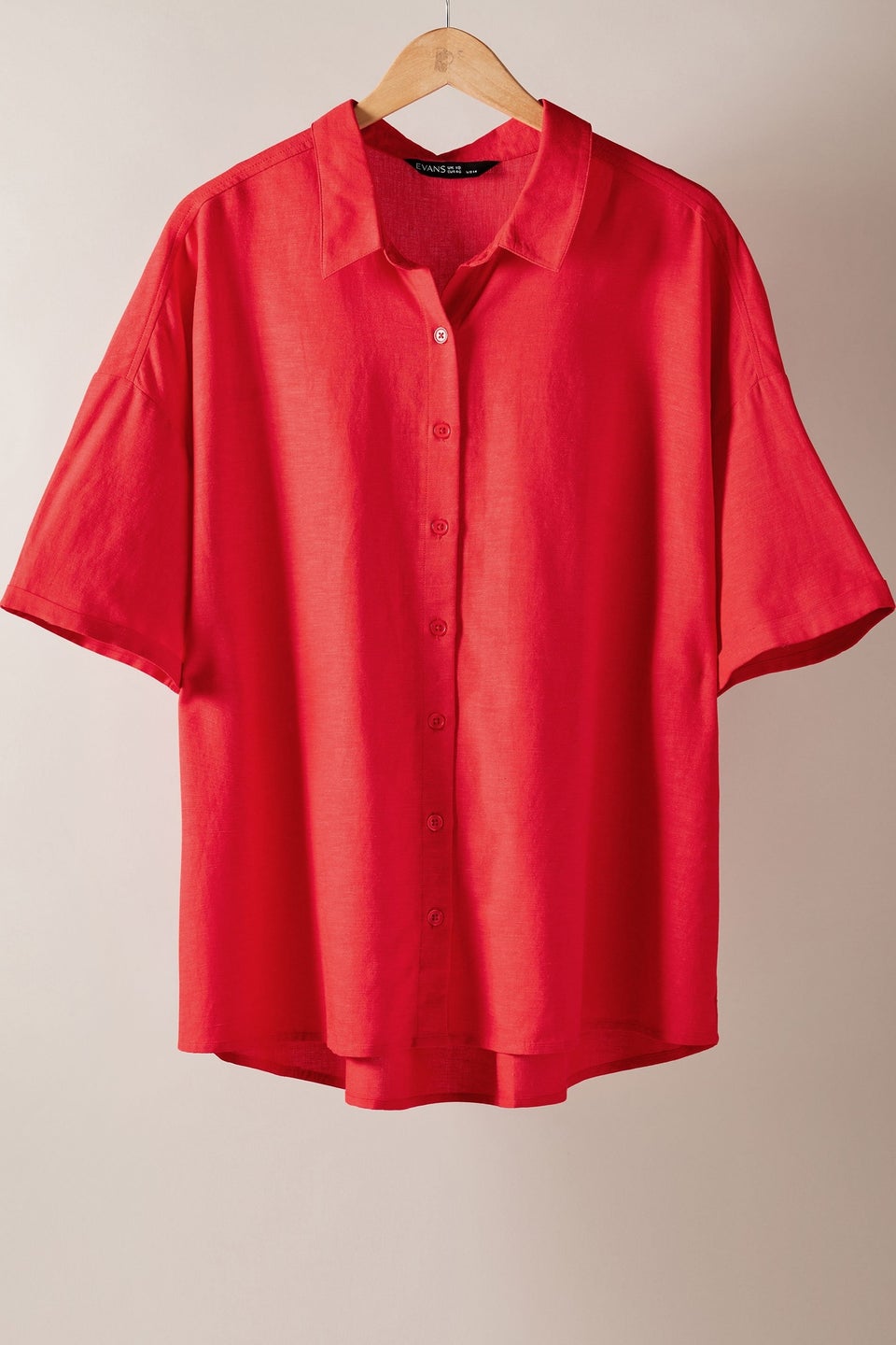 Evans Curve Red Linen Shirt
