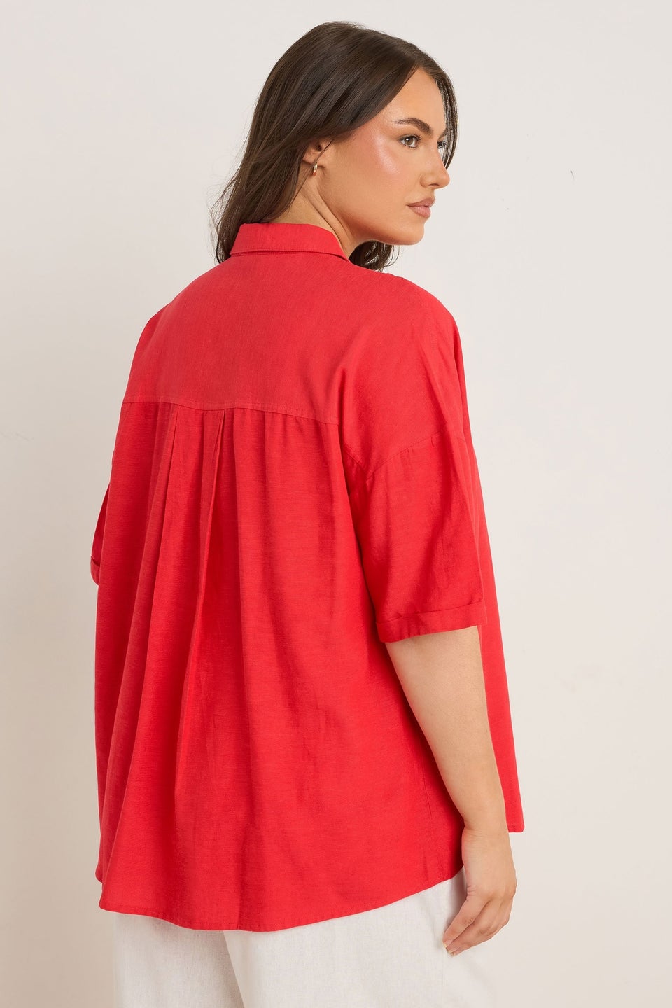 Evans Curve Red Linen Shirt