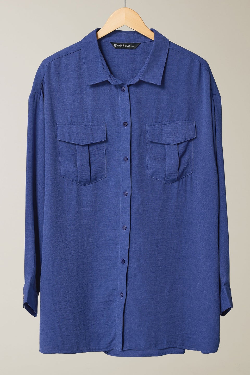 Evans Curve Cobalt Blue Long Sleeve Utility Shirt