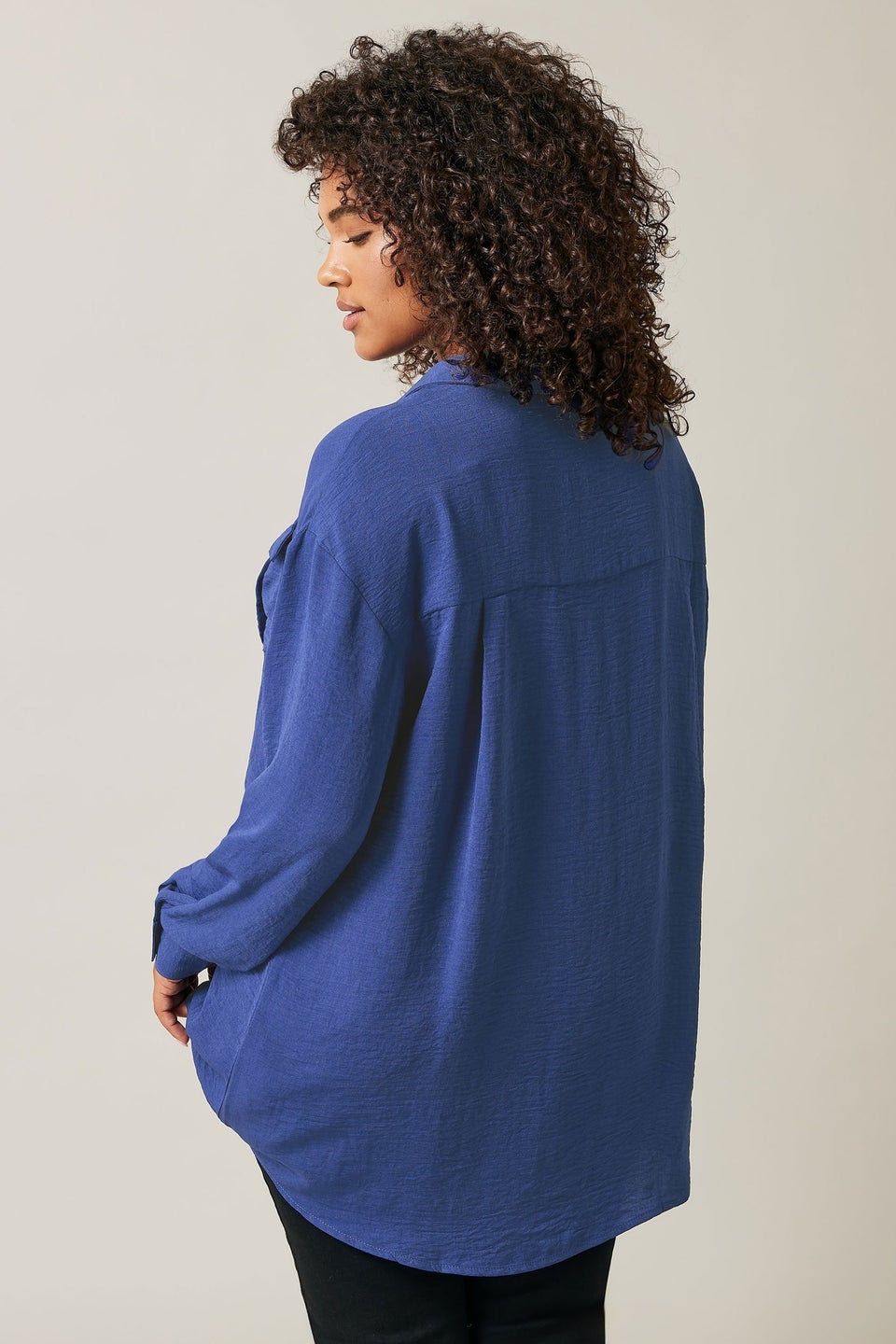 Evans Curve Cobalt Blue Long Sleeve Utility Shirt