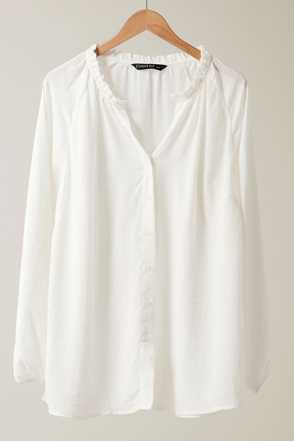 Evans Curve White Frill Neck Blouse