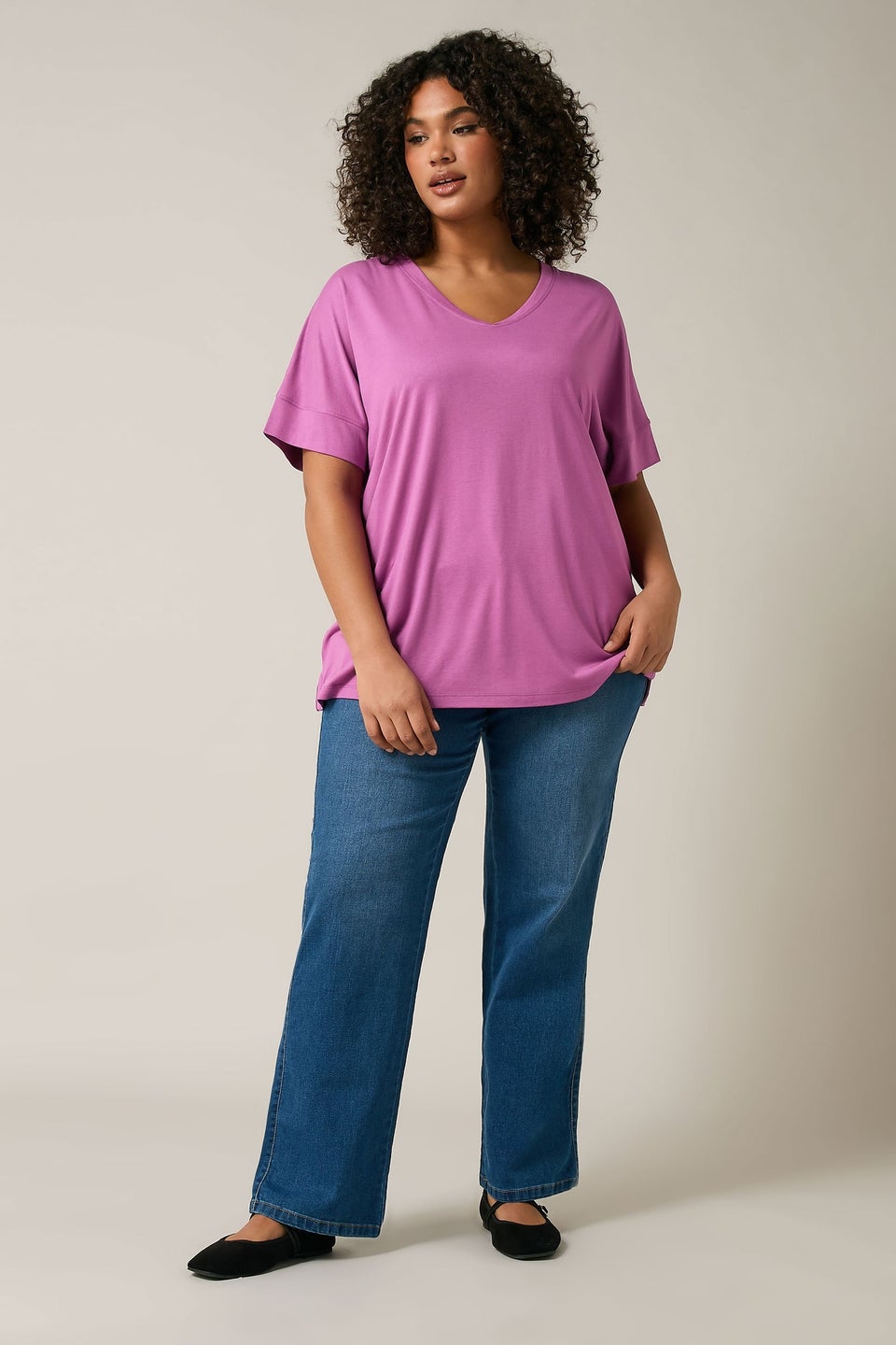 Evans Curve Pink Short Sleeve Modal Rich T-Shirt