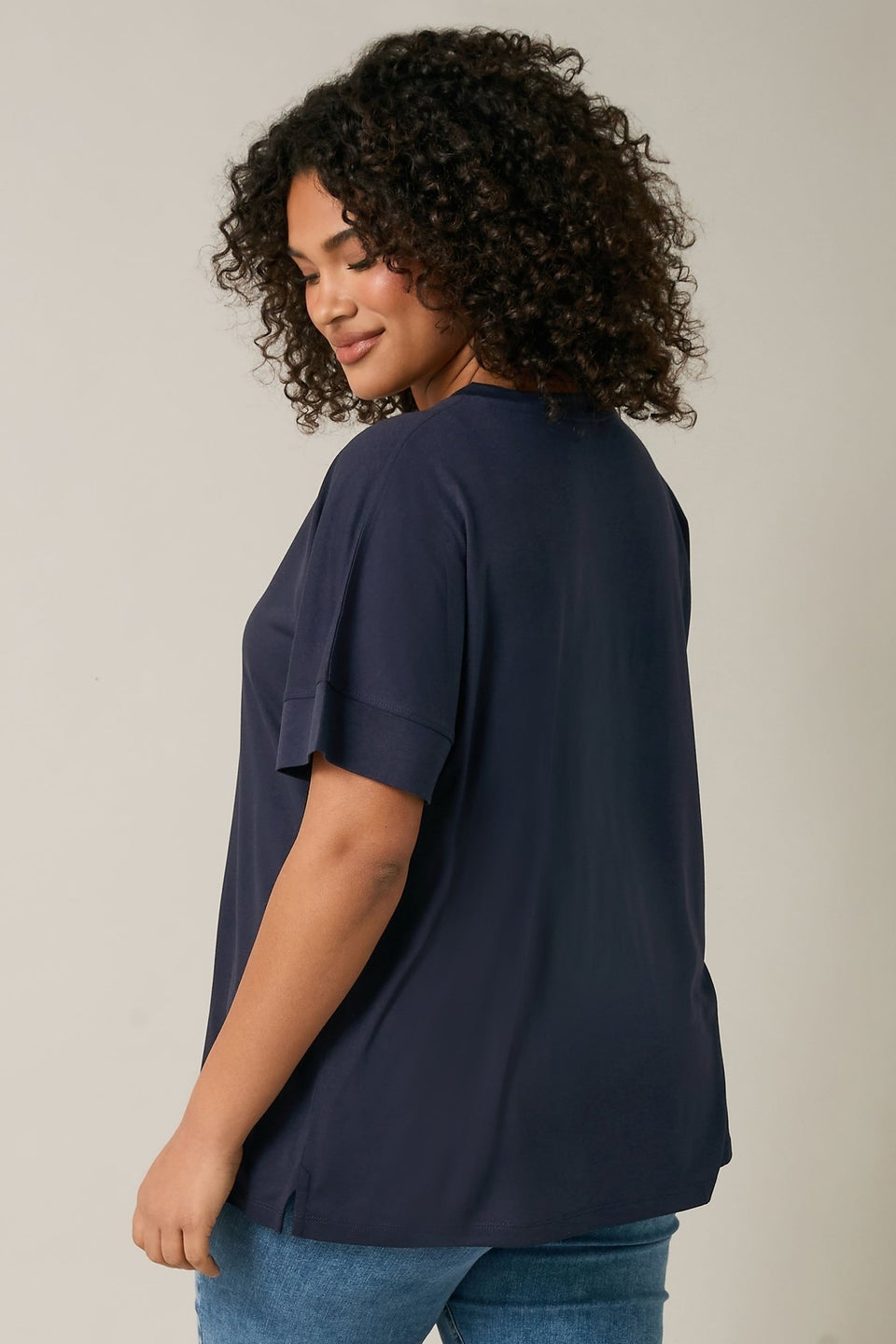 Evans 2 Pack Curve Navy Blue & White V-Neck Modal Rich T-Shirts