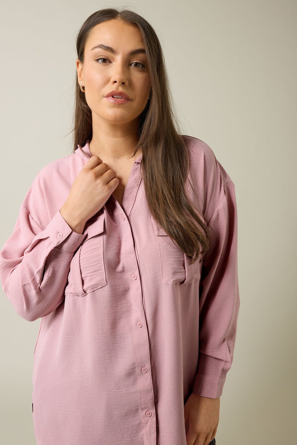 Evans Curve Pink Utility Pocket Shirt