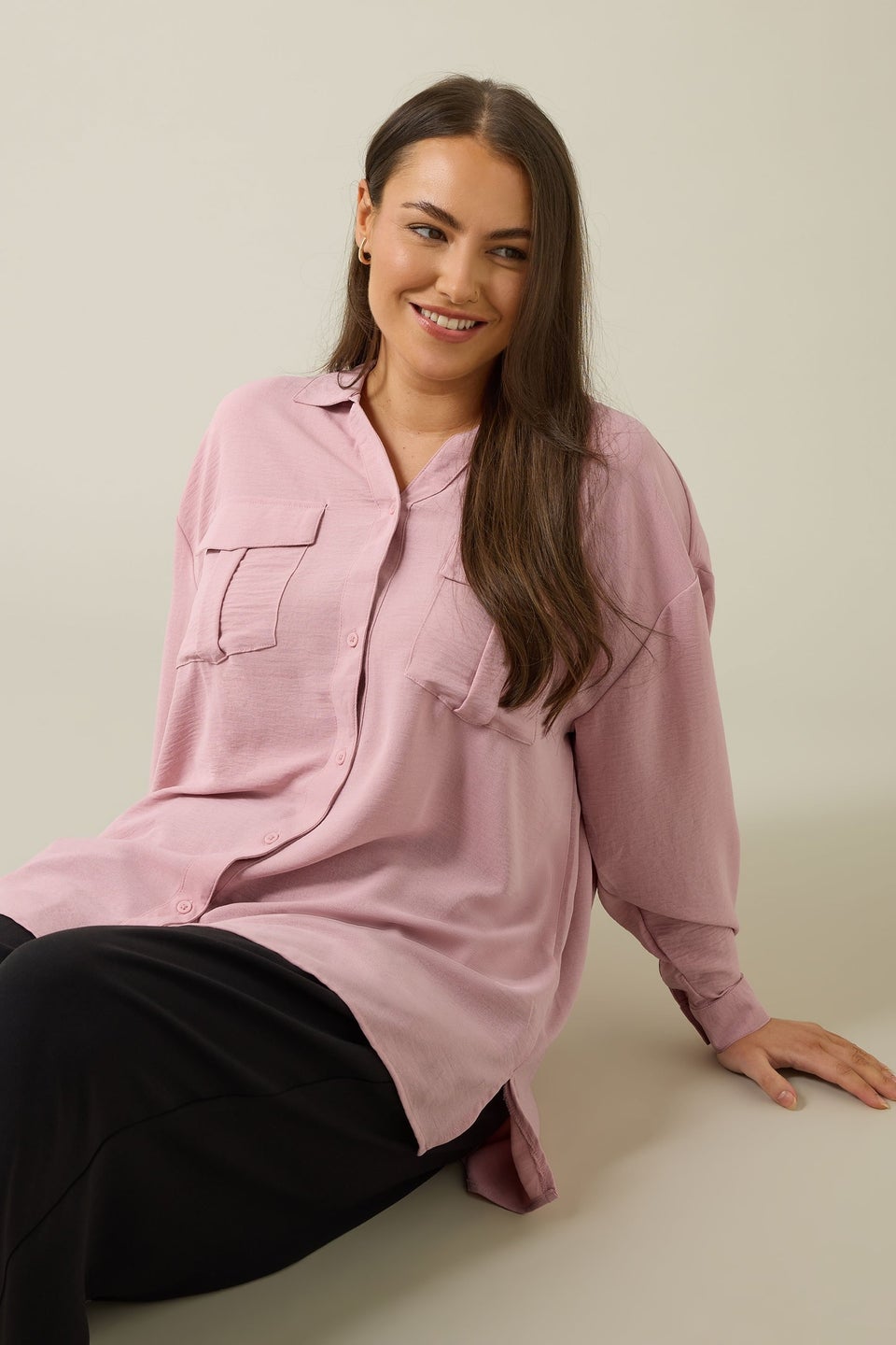 Evans Curve Pink Utility Pocket Shirt