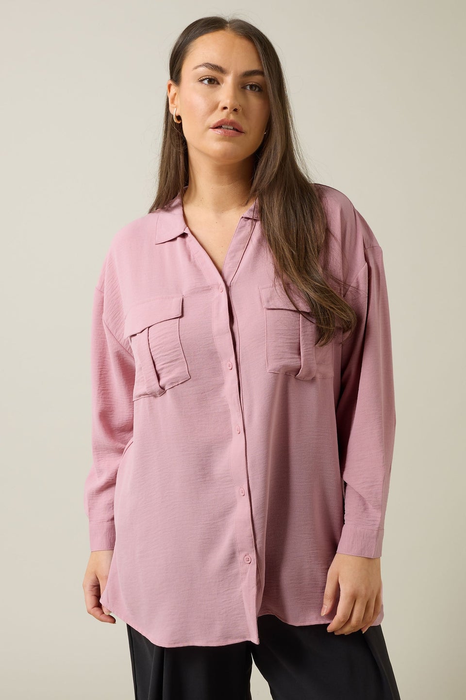 Evans Curve Pink Utility Pocket Shirt