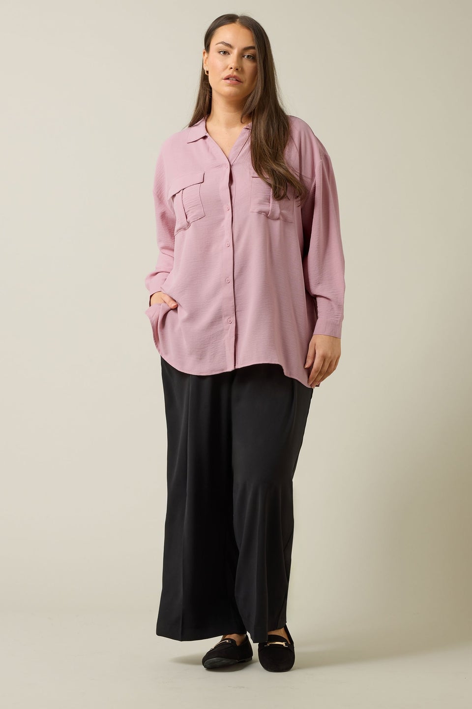 Evans Curve Pink Utility Pocket Shirt