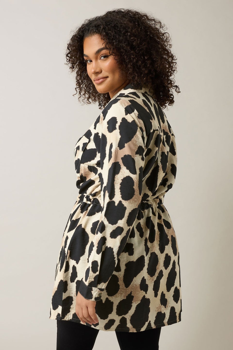 EVANS Curve Natural Brown Leopard Print Shirt