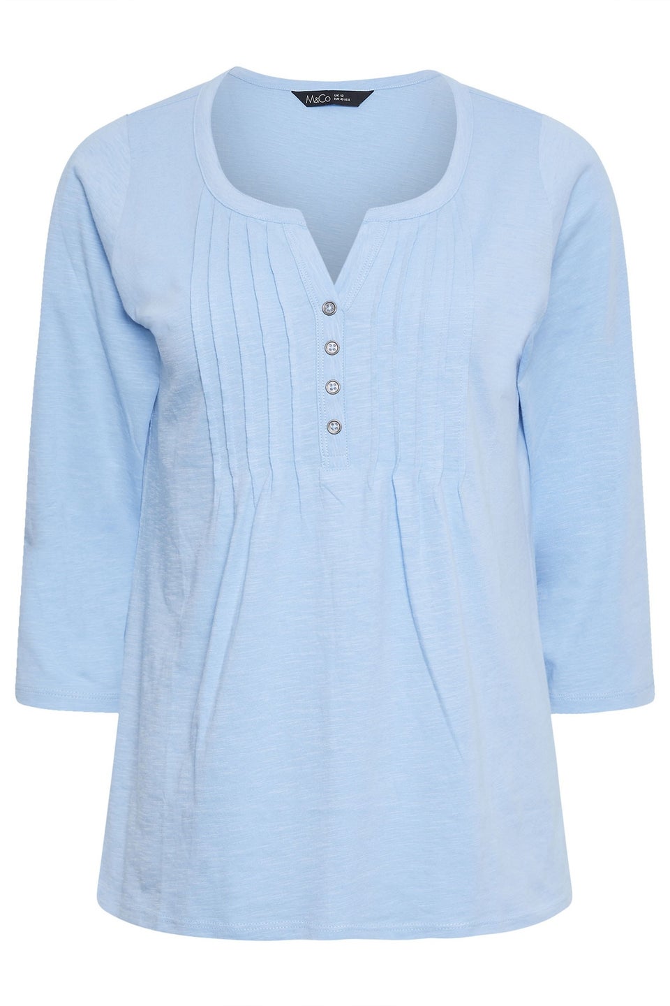 M&Co Light Blue Cotton Henley Top