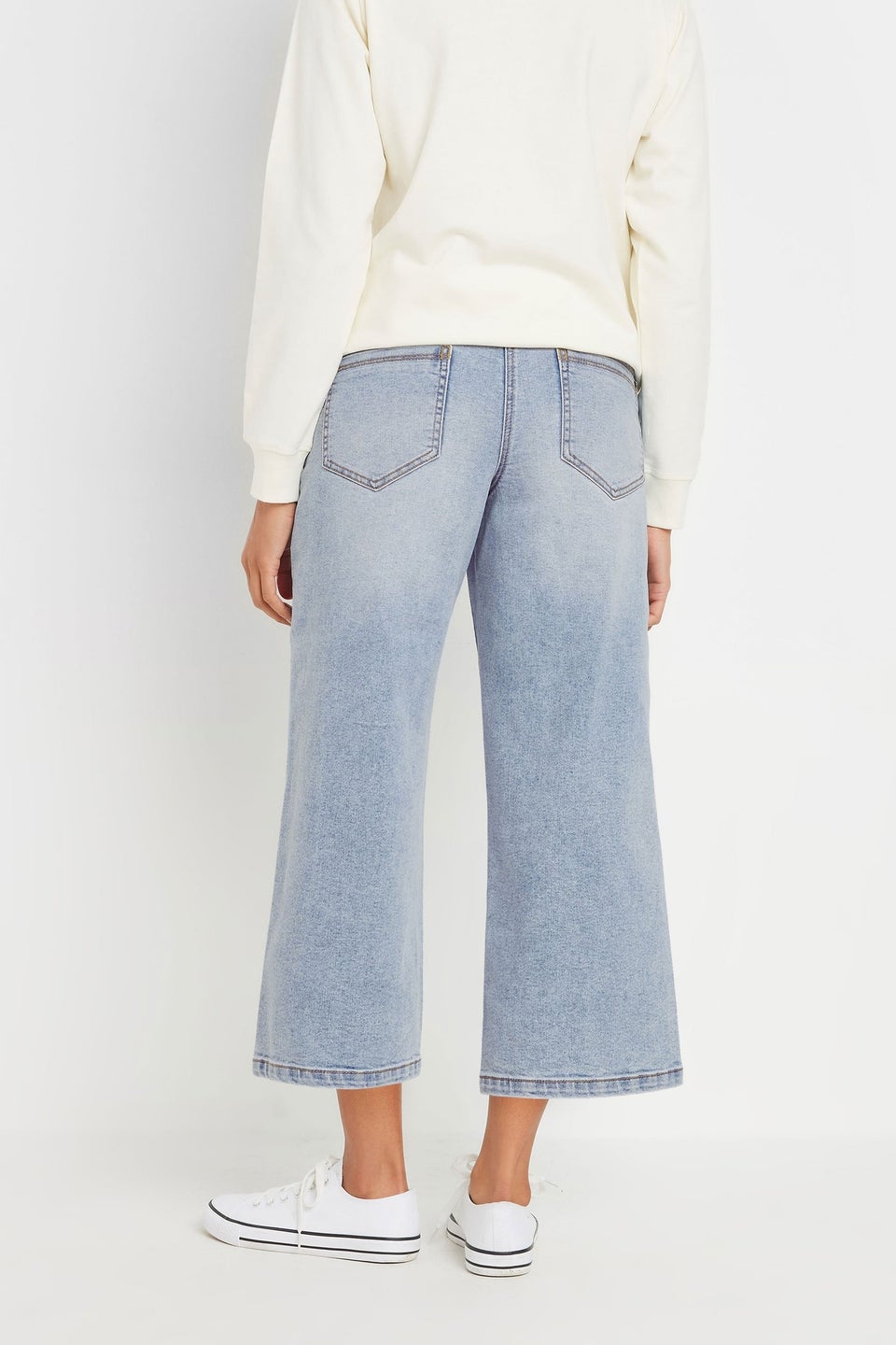 M&Co Blue Light Wash Wide Leg Cropped Jeans