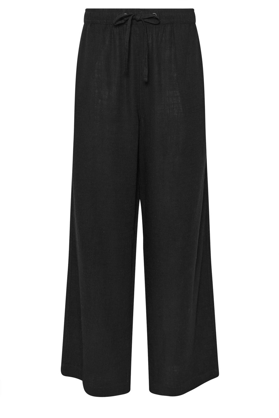 M&Co Black Drawstring Wide Leg Linen Trousers