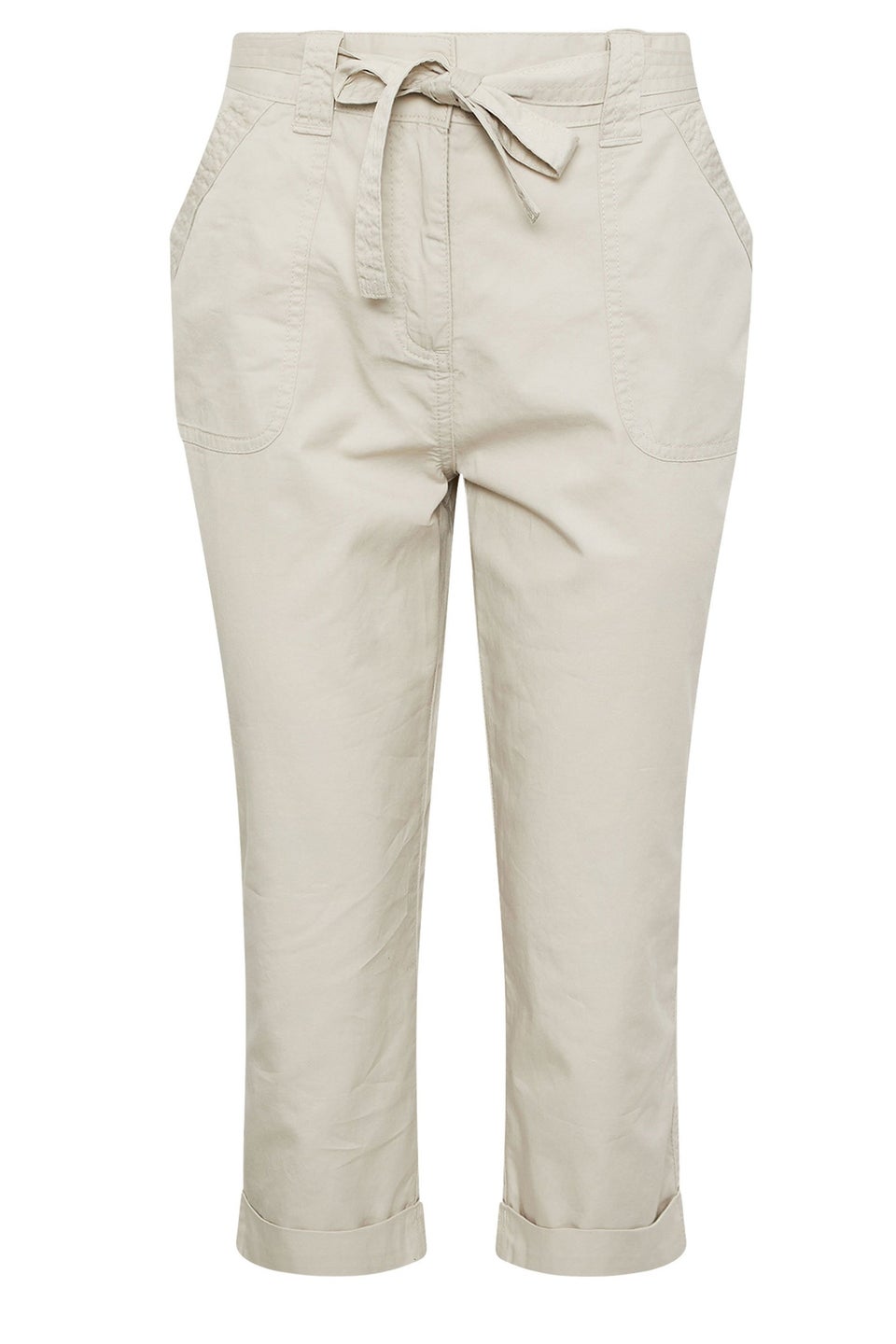 M&Co Natural Brown Cool Cotton Poplin Cropped Trousers