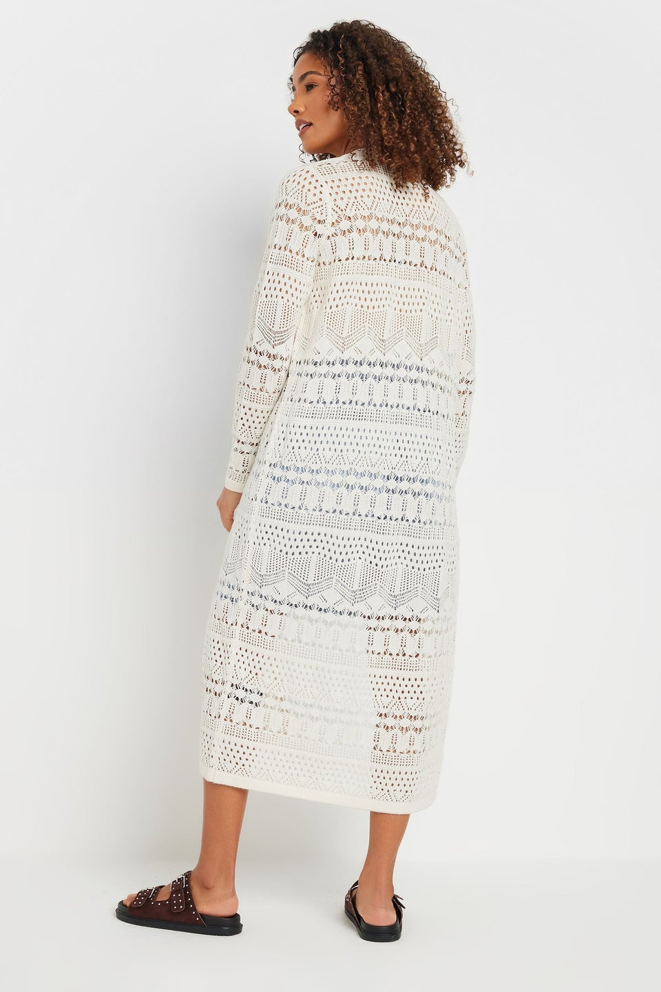 M&Co Cream Longline Crochet Cardigan