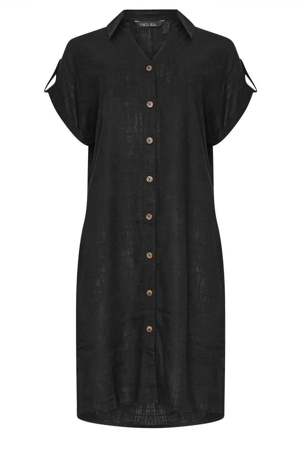 M&Co Black Relaxed Linen Shirt Dress