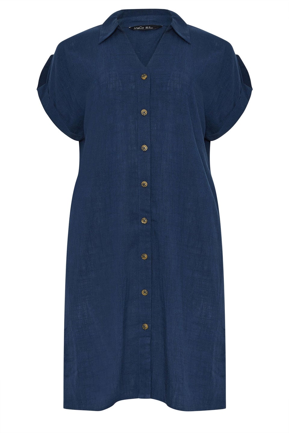 M&Co Navy Blue Relaxed Linen Shirt Dress