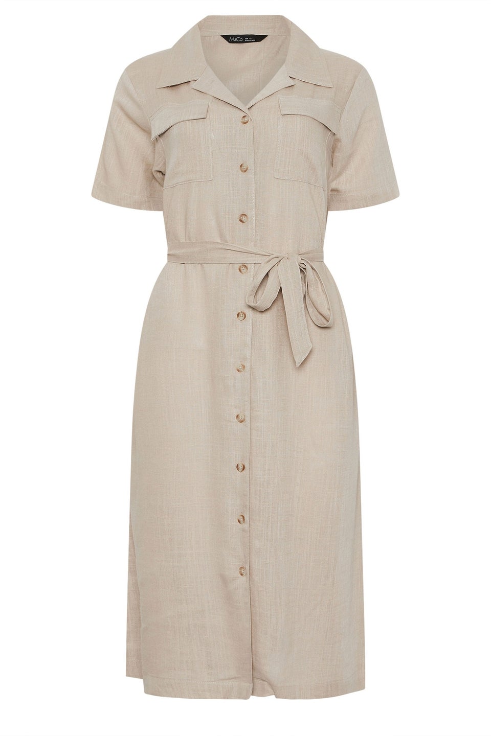 M&Co Natural Brown Linen Shirt Dress