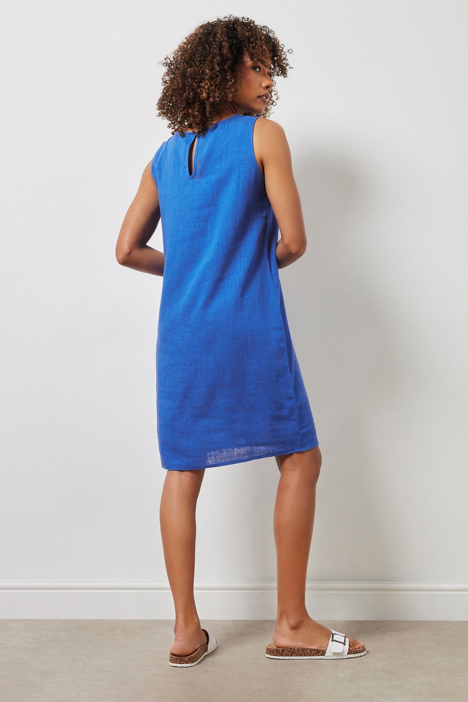 M&Co Cobalt Blue Linen Shift Dress
