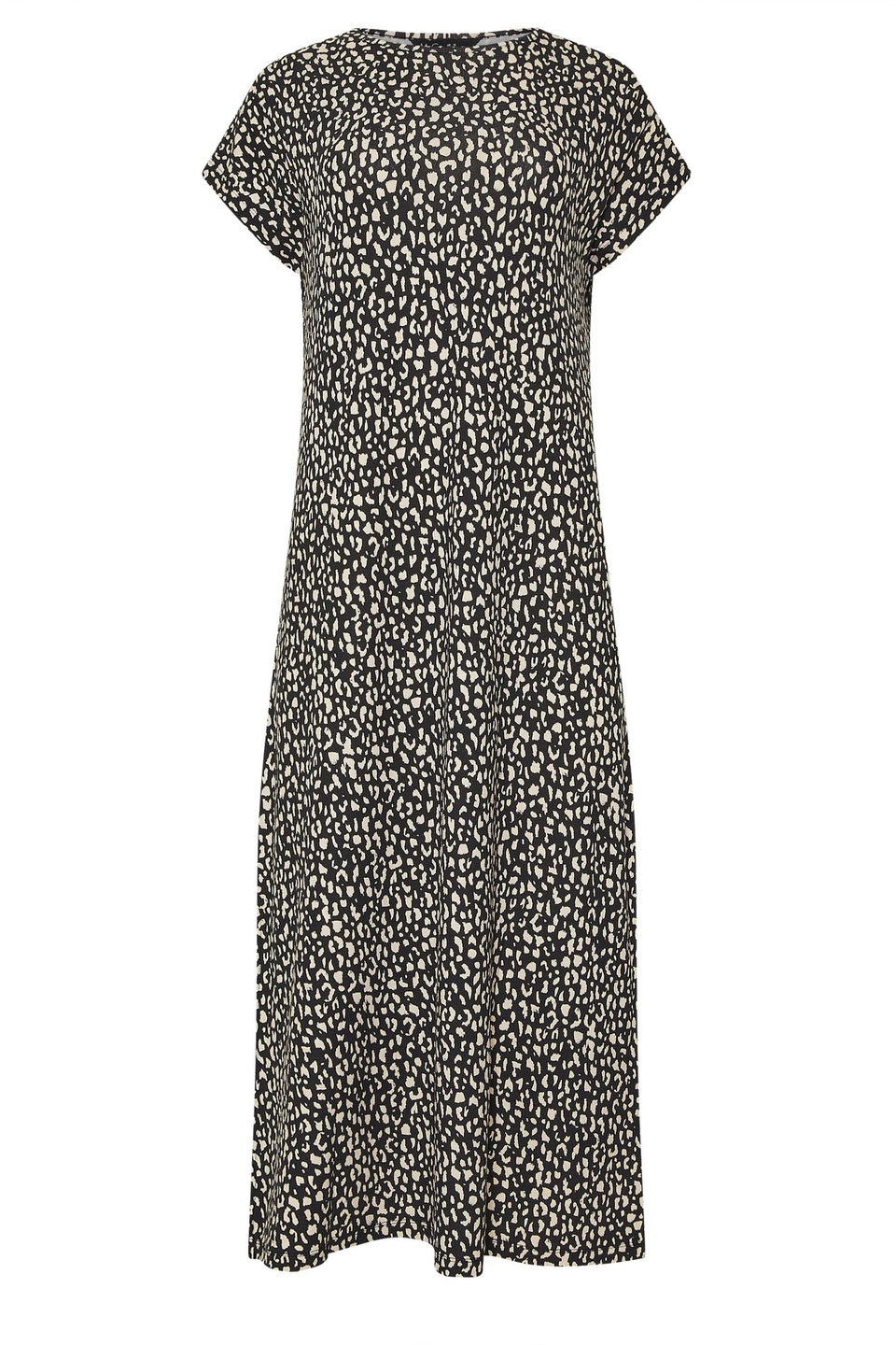 M&Co Black Animal Print Short Sleeve Midi Dress