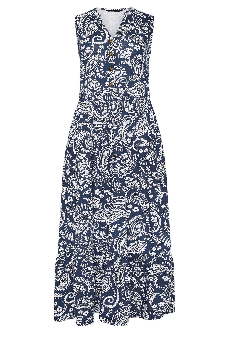 M&Co Navy Blue Paisley Print Sleeveless Midi Dress