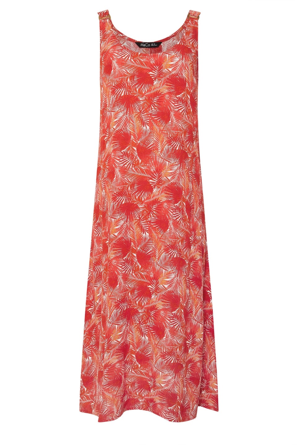M&Co Orange Tropical Print Buckle Strap Beach Dress