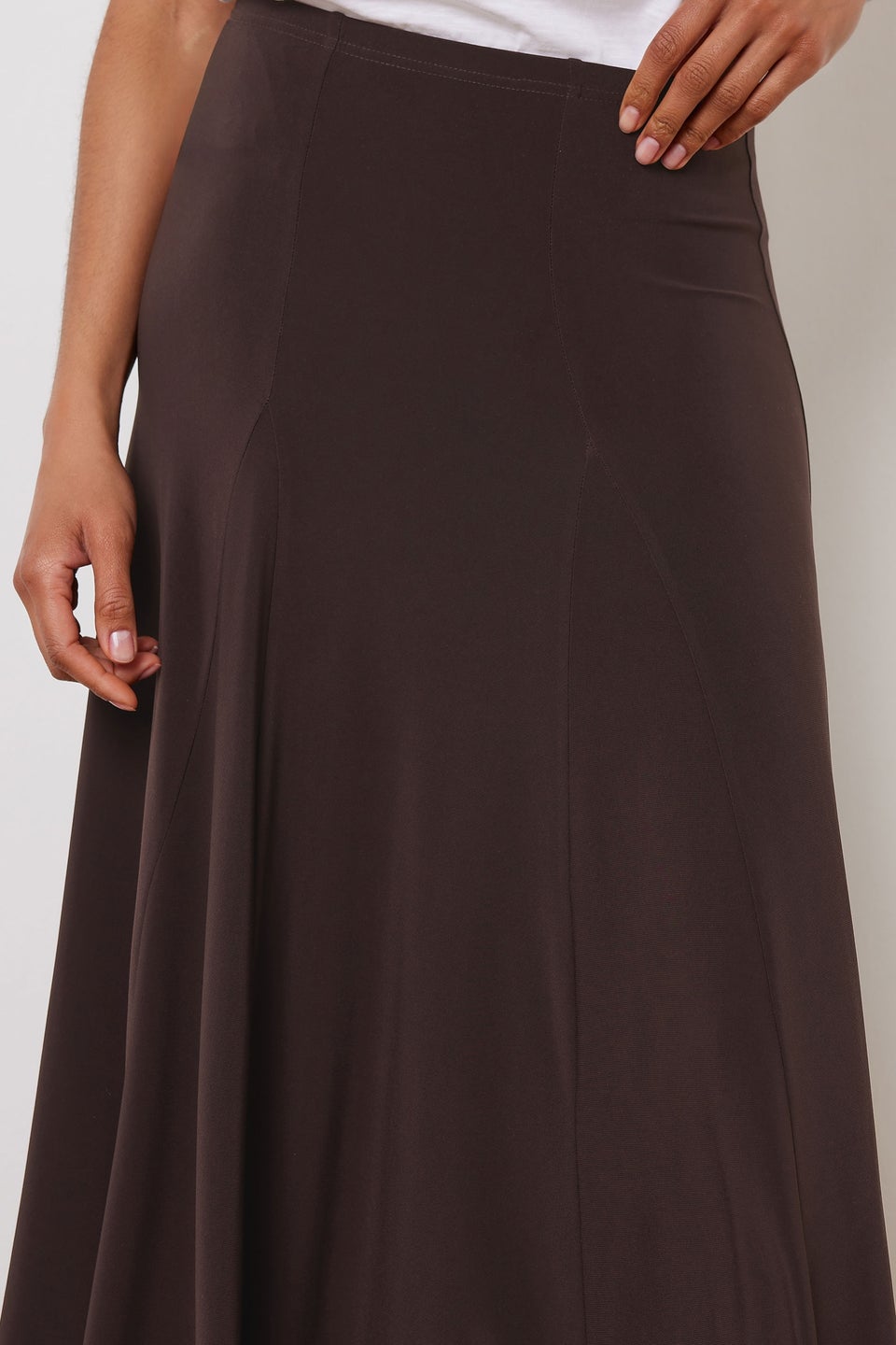 M&Co Chocolate Brown Godet Maxi Skirt