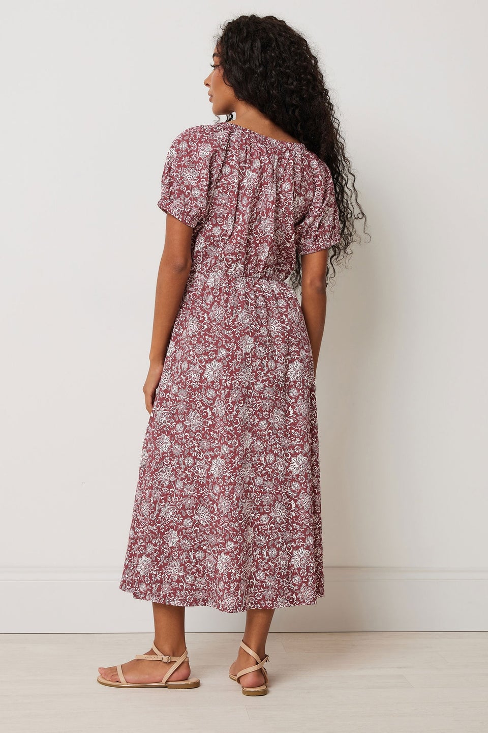 M&Co Petite Red Floral Print Midi Dress