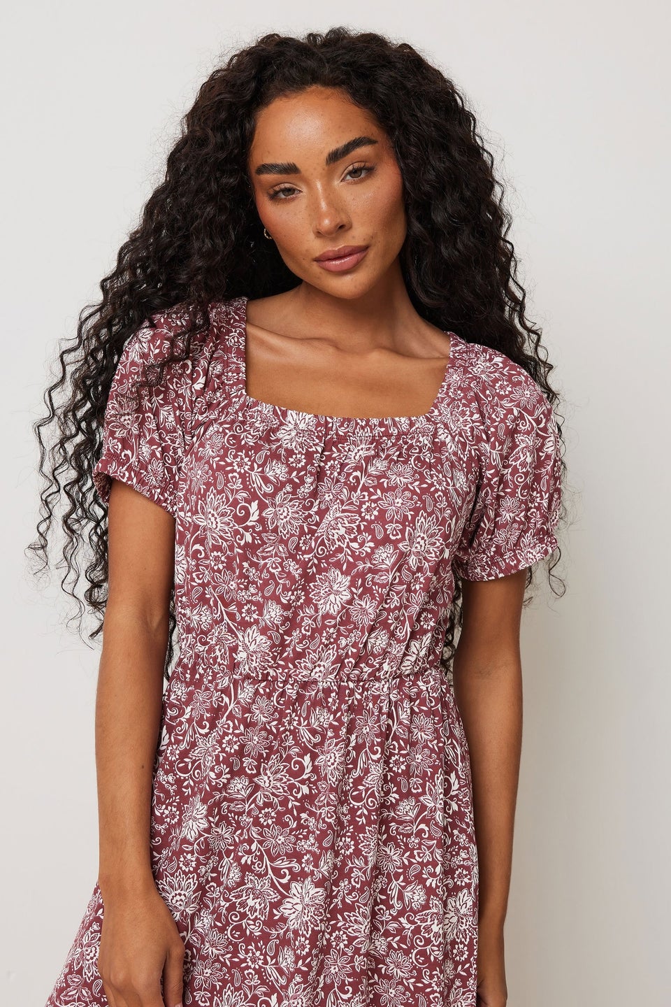 M&Co Petite Red Floral Print Midi Dress