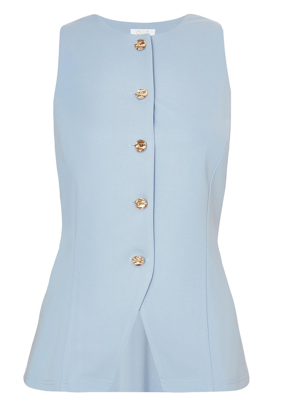 Quiz Blue Button Front Waistcoat