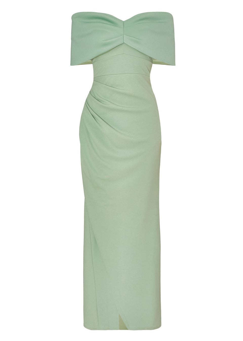 Quiz Green Bardot Wrap Maxi Dress