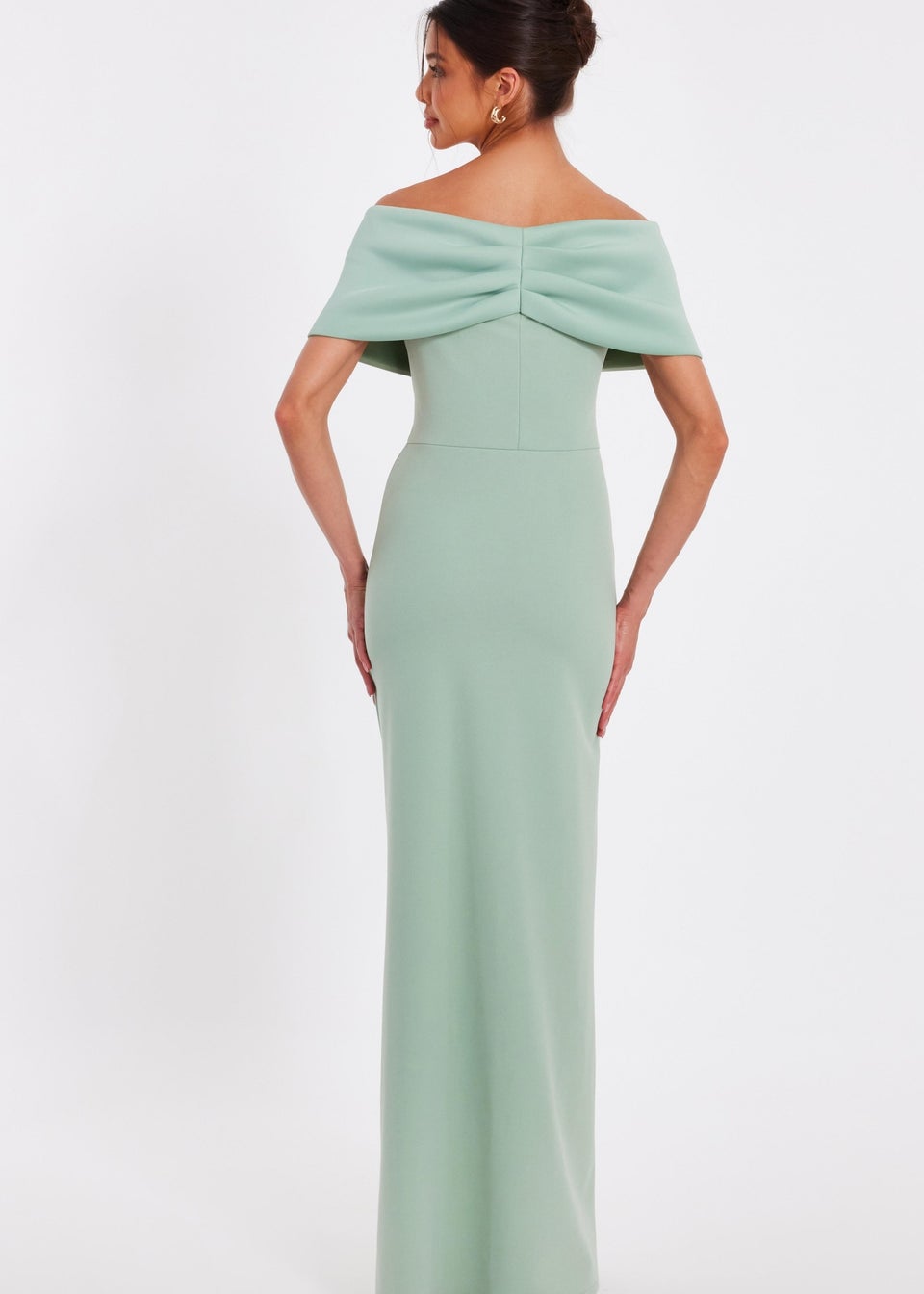 Quiz Green Bardot Wrap Maxi Dress