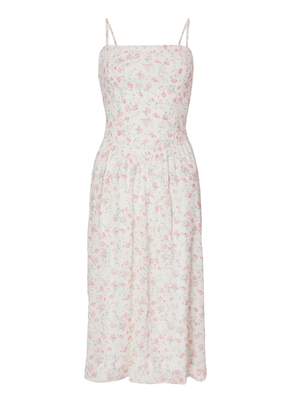Quiz White Petite Floral Print Midi Dress