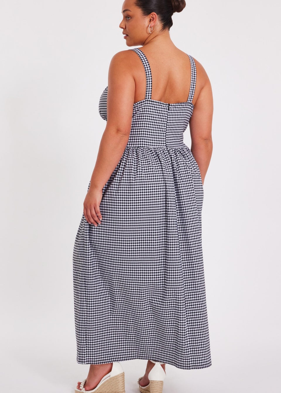 Quiz Black Curve Gingham Midaxi Dress