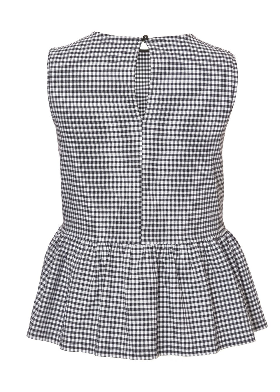 Quiz Black Curve Gingham Peplum Top