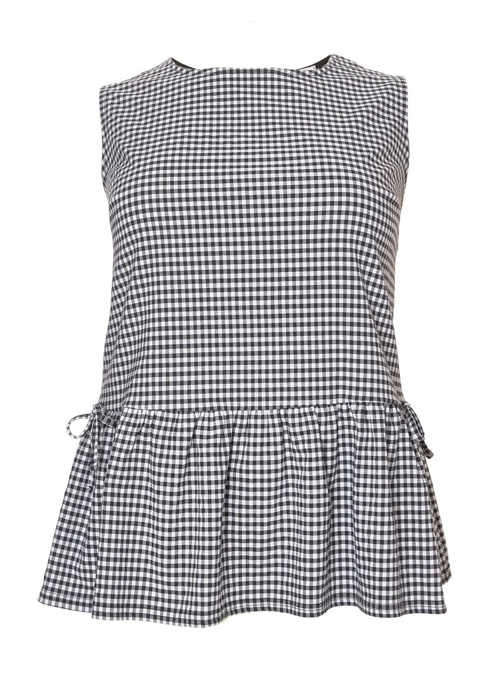 Quiz Black Curve Gingham Peplum Top