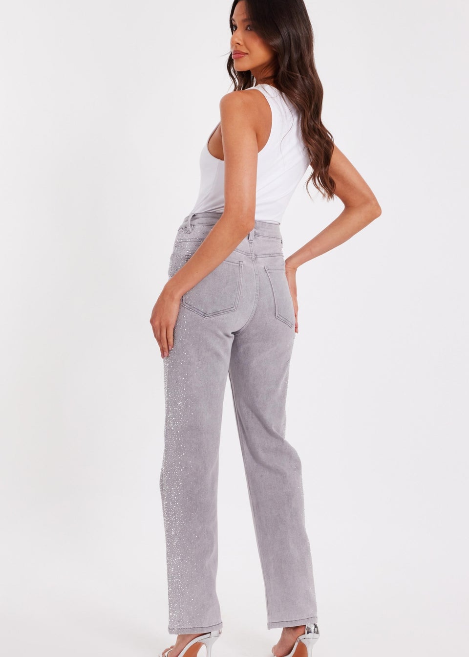 Quiz Blue Denim Diamante Jeans