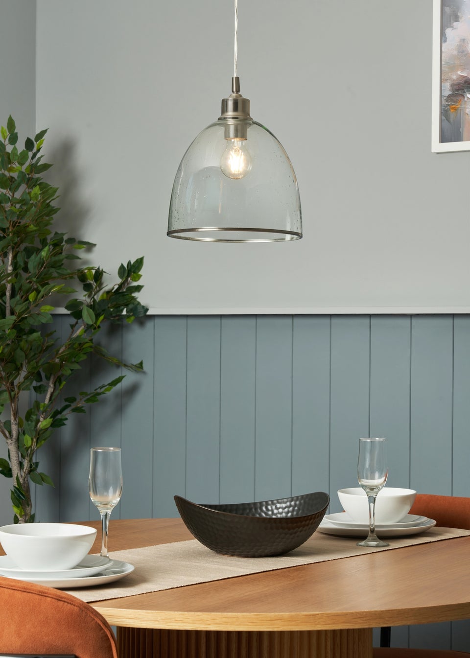 INLIGHT WRENLEE Bubble glass 1 Light Pendant Satin Nickel (45-135cm x 25cm)