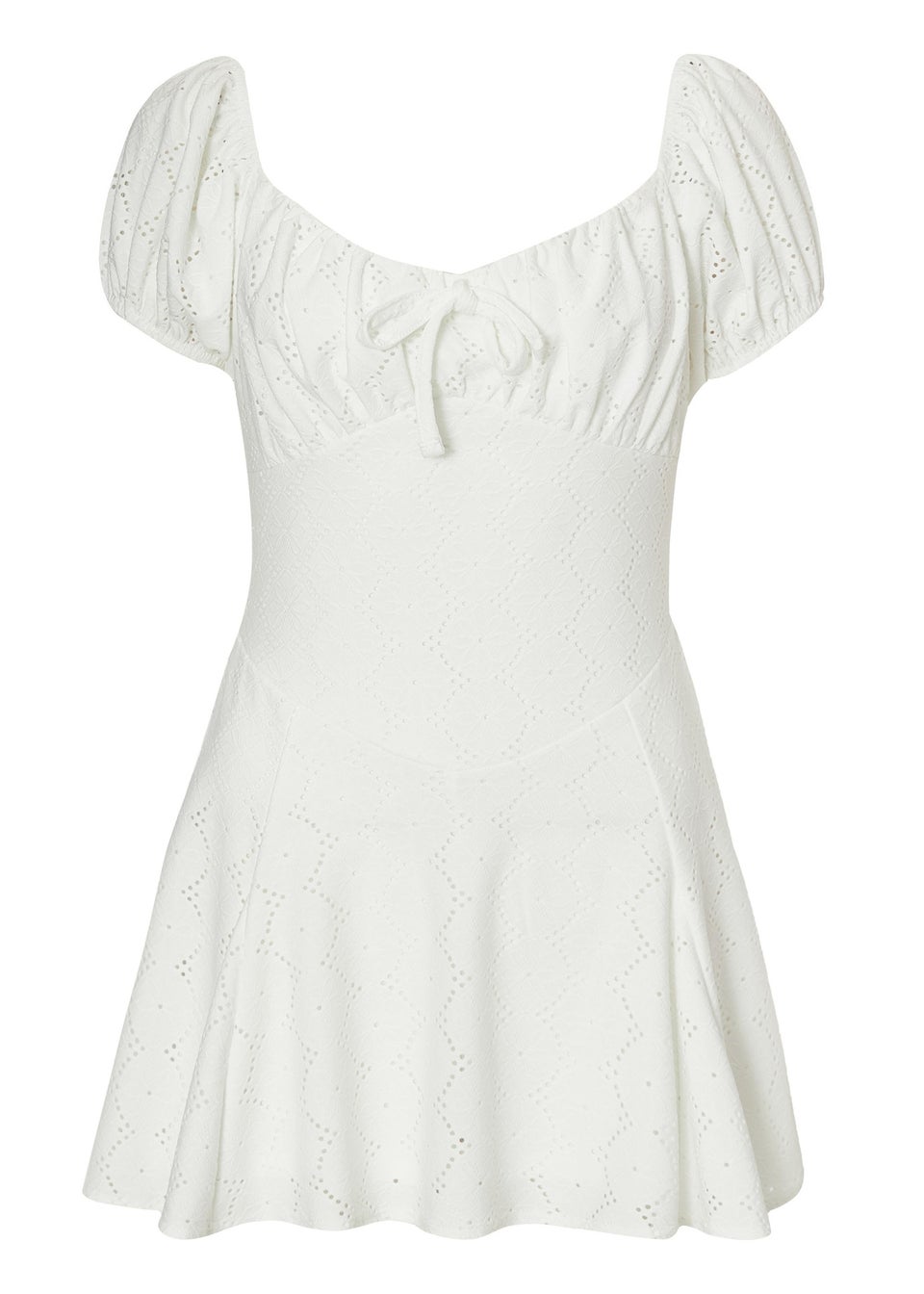 Quiz White Embroidered Milkmaid Playsuit