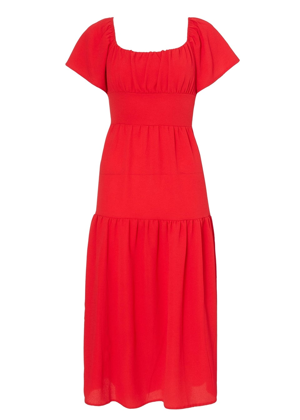Quiz Red Petite Short Sleeve Midaxi Dress