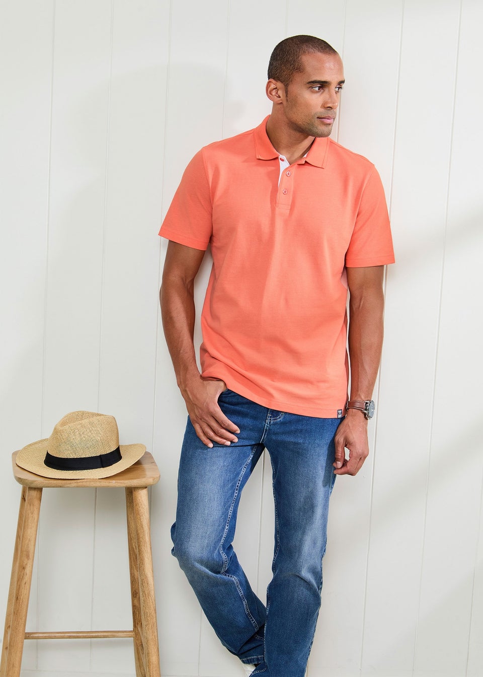 Cotton Traders Soft Orange Short Sleeve Polo Shirt