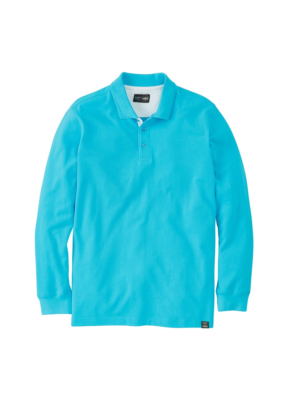 Cotton Traders Fresh Blue Long Sleeve Polo Shirt