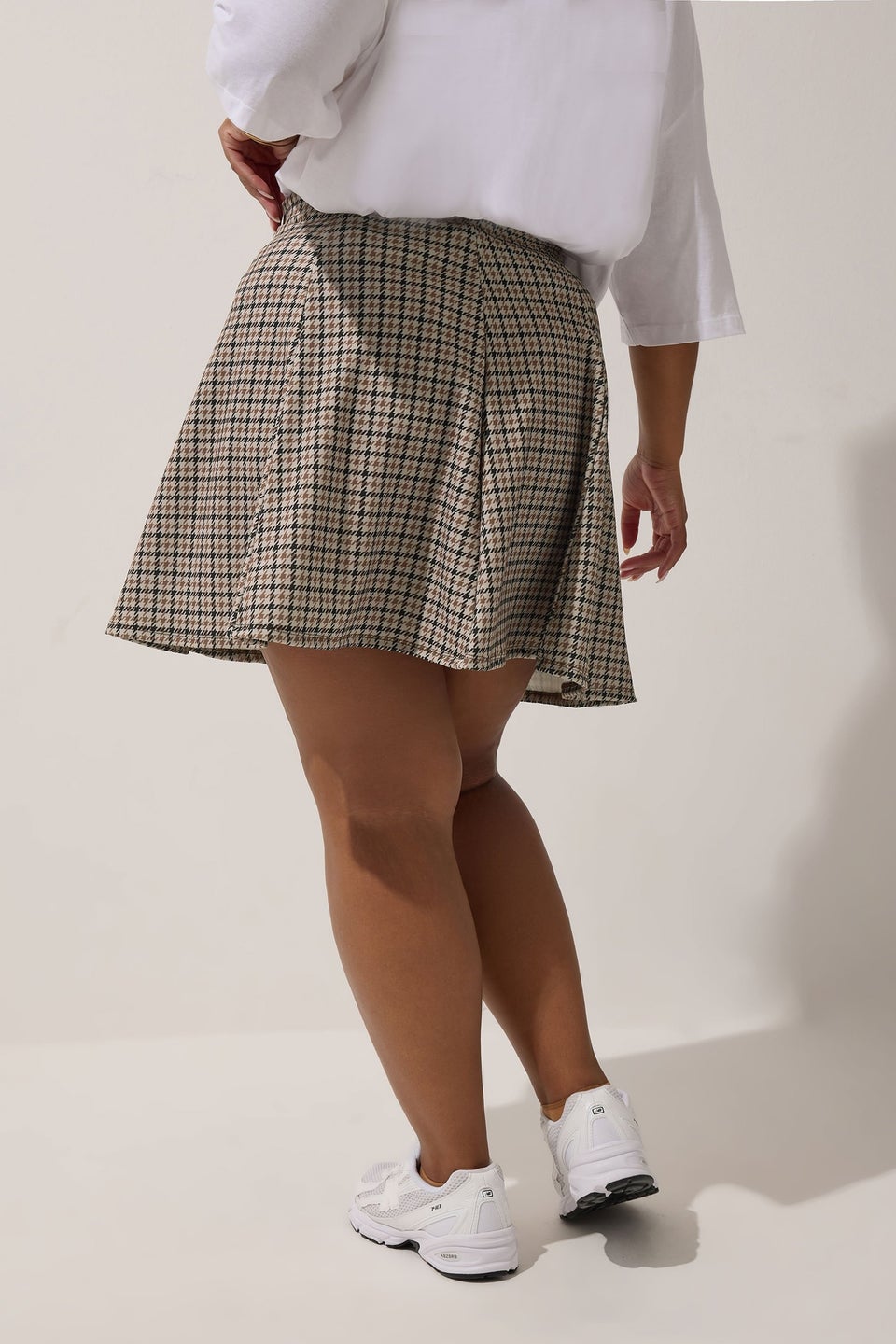 Yours Limited Collection Curve Brown Dogtooth Check Skirt