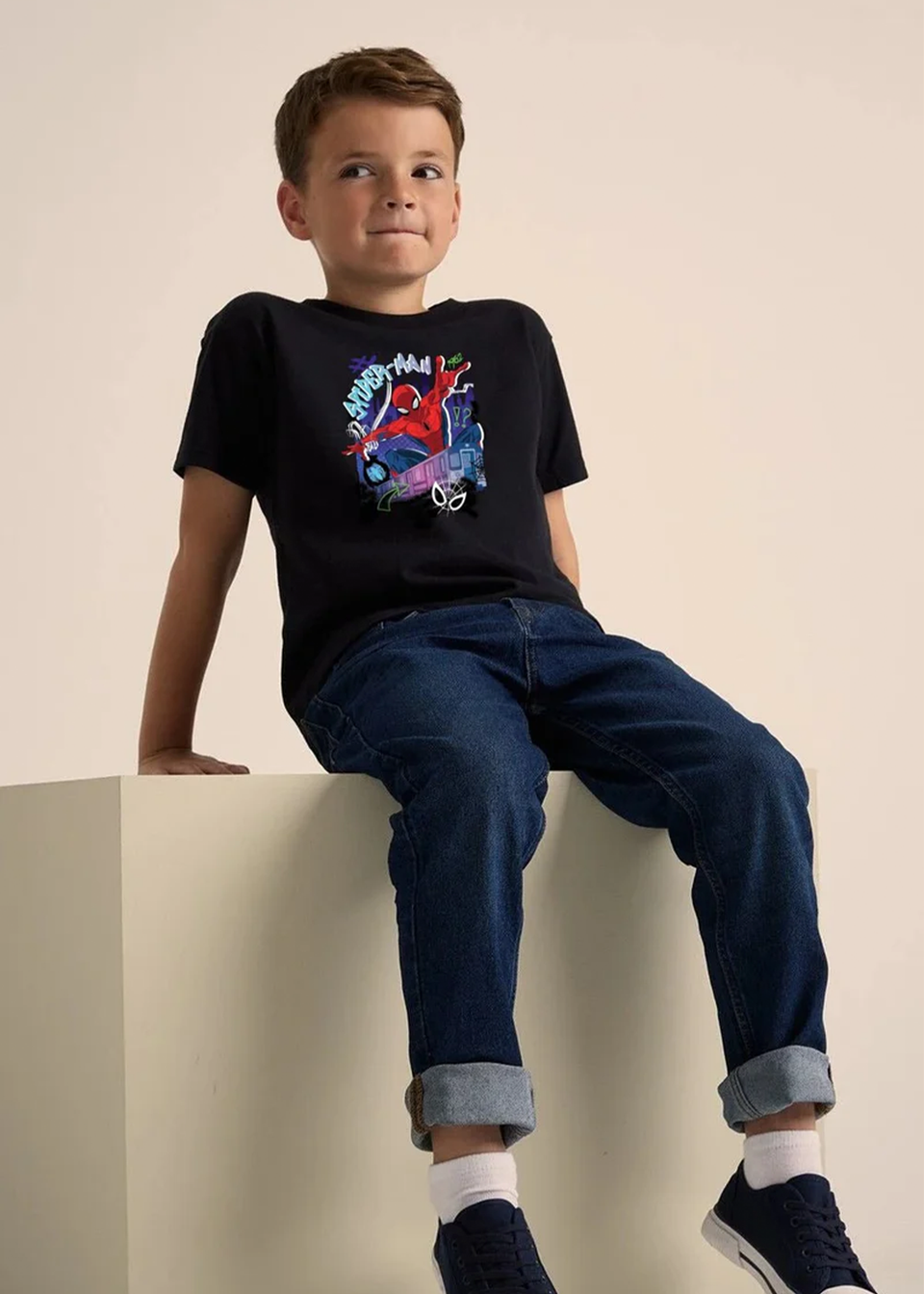 Marvel Spiderman Boys Black T-Shirt (Ages 9 Years - 14 Years)