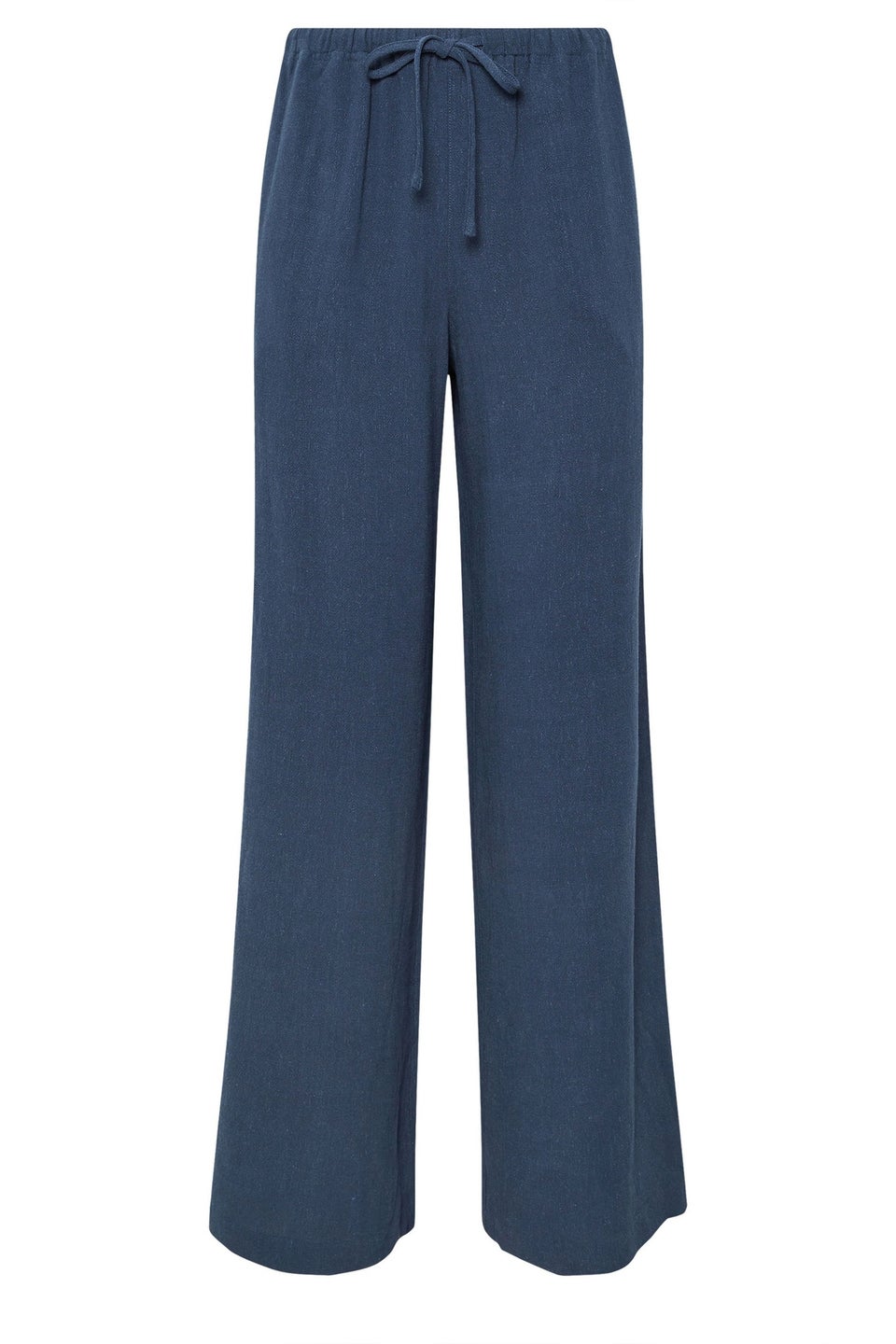 Long Tall Sally Navy Blue Linen Tie Waist Trousers