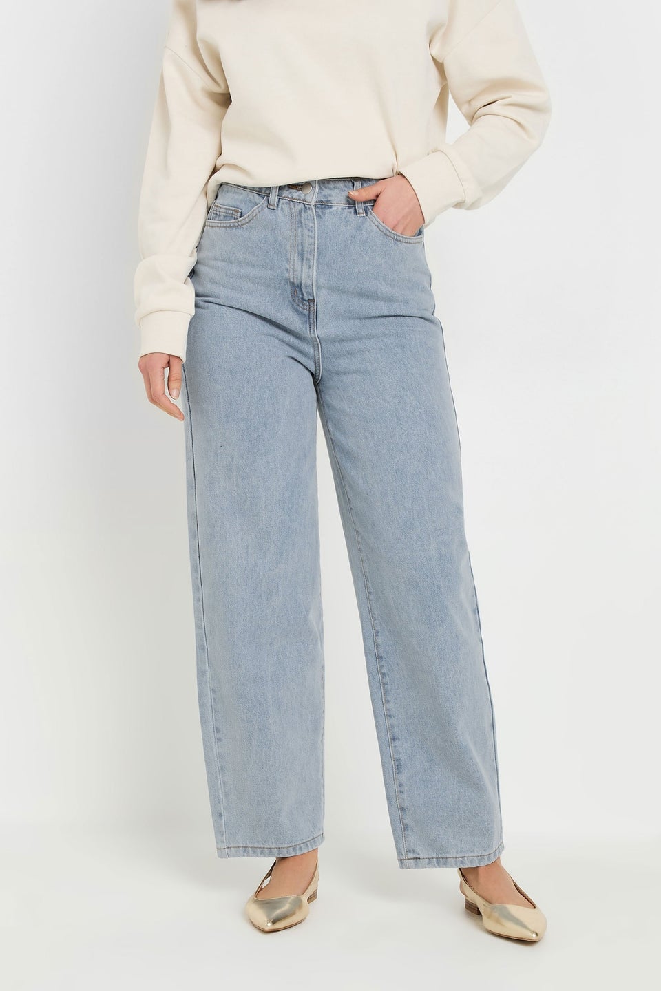 Long Tall Sally Light Blue Wash Barrel Leg Jeans