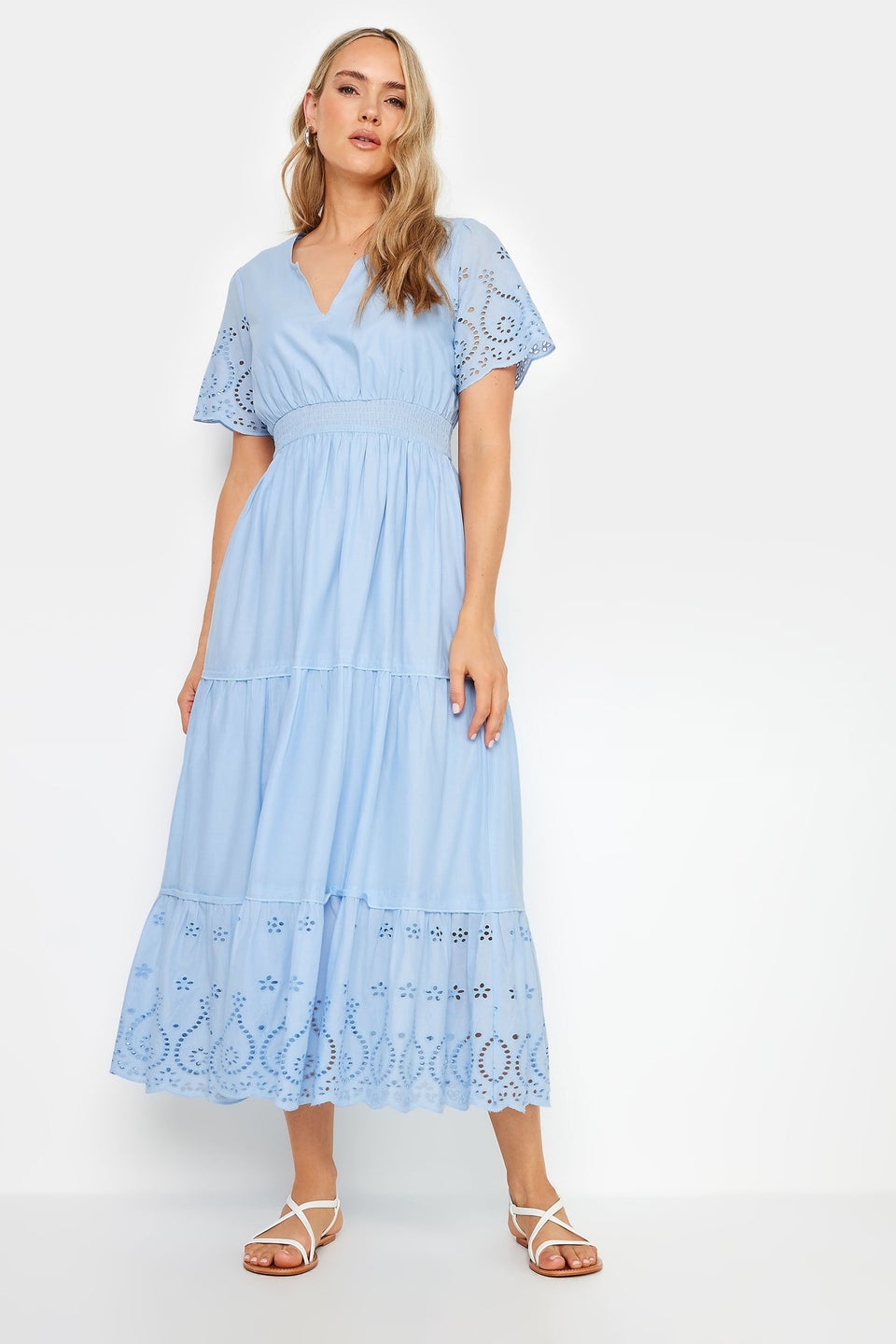 Long Tall Sally Blue Broderie Hem Maxi Dress
