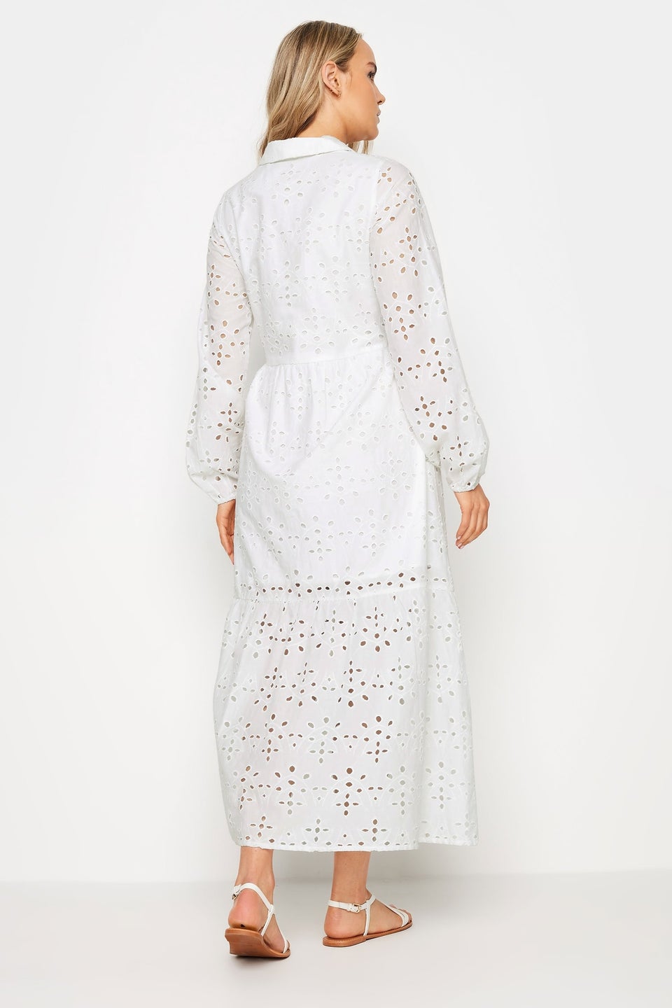 Long Tall Sally White Broderie Anglaise Maxi Shirt Dress